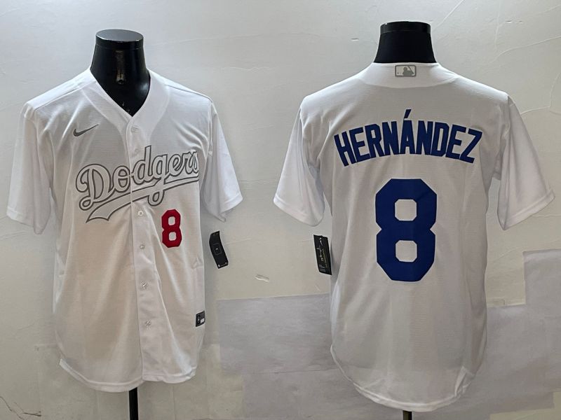 Men Los Angeles Dodgers #8 Hernandez White Fashion Edition Game 2025 Nike MLB Jersey style 9